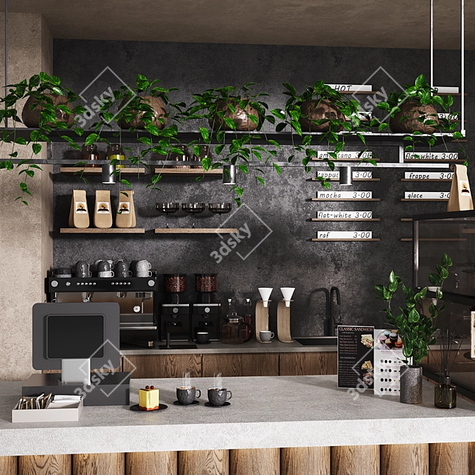 Modern Coffee Shop Setup 3D model image 3