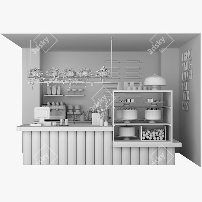 Modern Coffee Shop Setup 3D model image 4