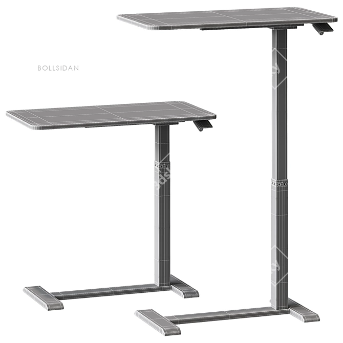 Adjustable Laptop Stand on Wheels 3D model image 3