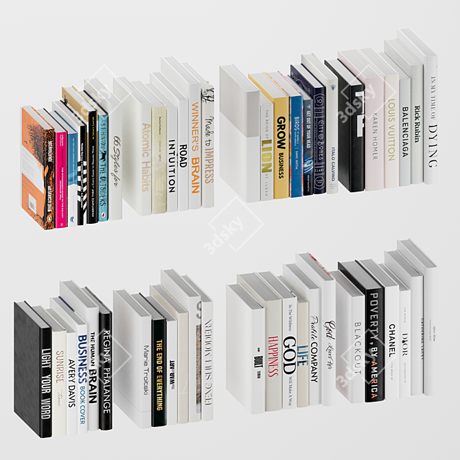 Set of Open and Closed Books 3D model image 3