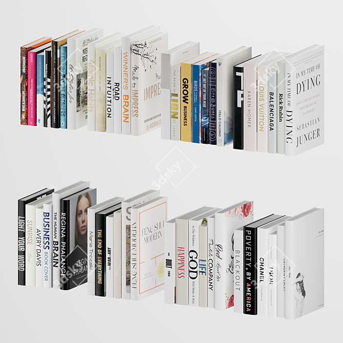 Set of Open and Closed Books 3D model image 4