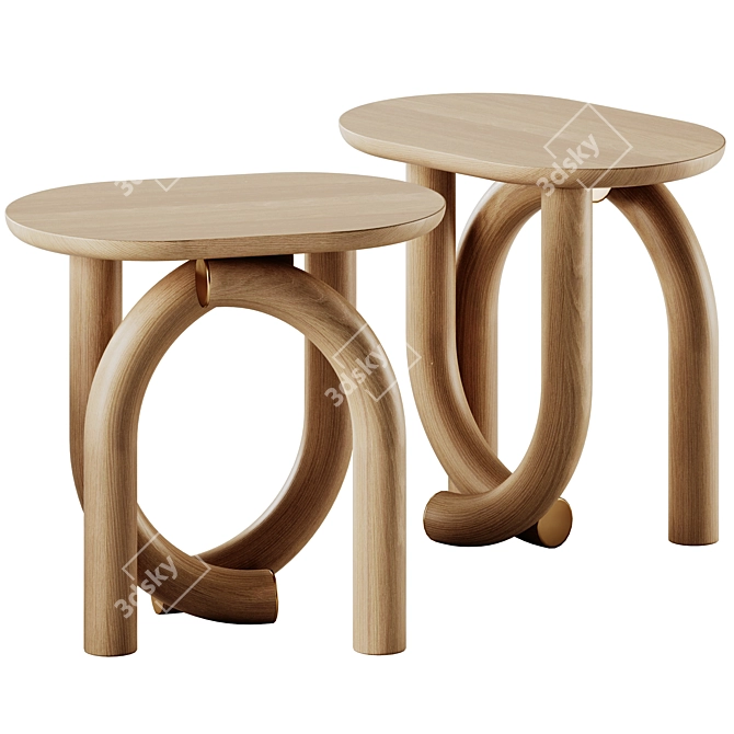 Ame Pearl Oval Wood Table 3D model image 2