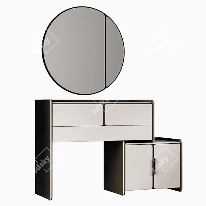 Milan Vanity Table Light Beige Mirror 3D model image 3