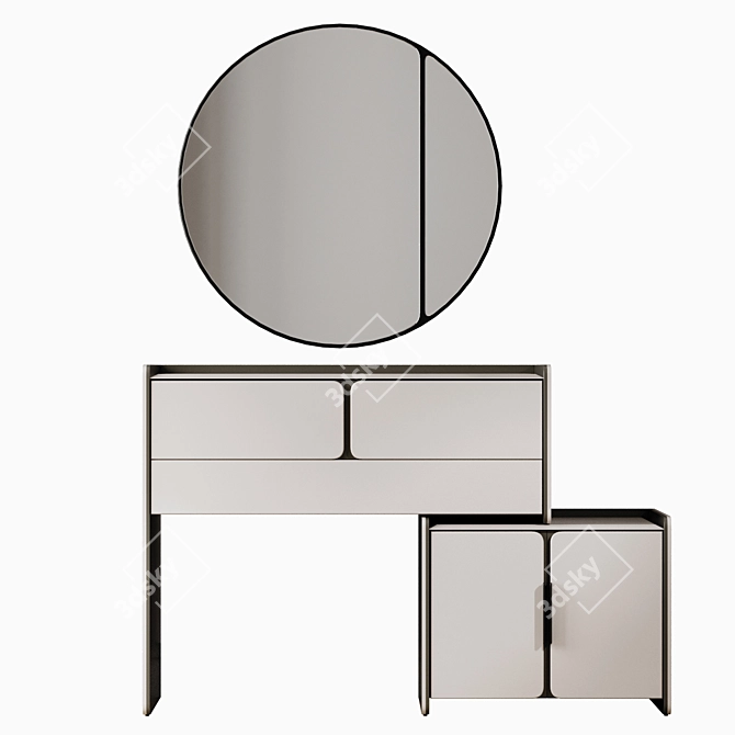 Milan Vanity Table Light Beige Mirror 3D model image 4