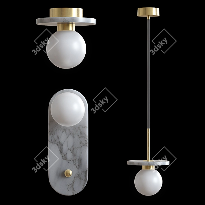 Elegant Marble Wall Lamp 3D model image 1