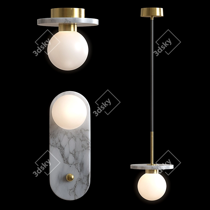 Elegant Marble Wall Lamp 3D model image 2