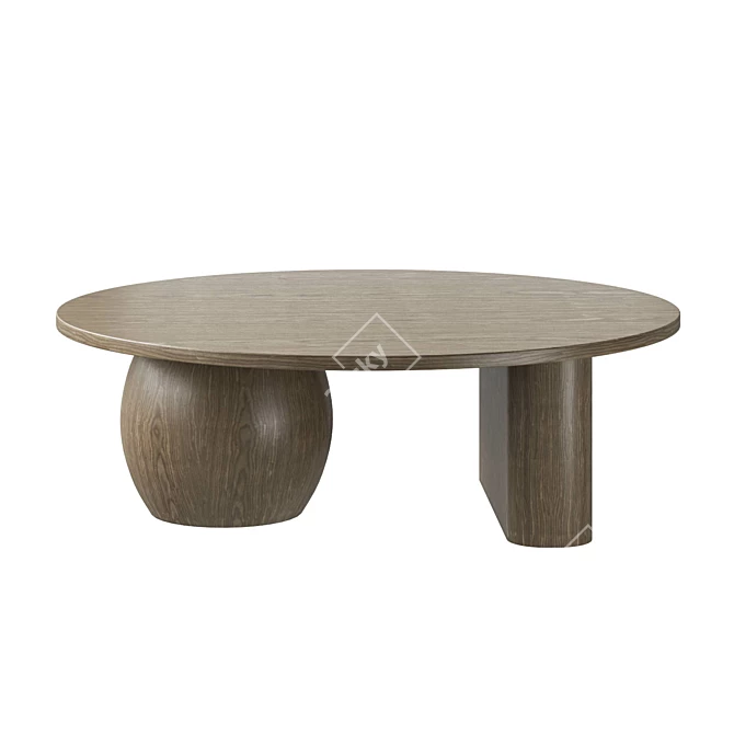 Solid Oak Minimalistic Dining Table 3D model image 1