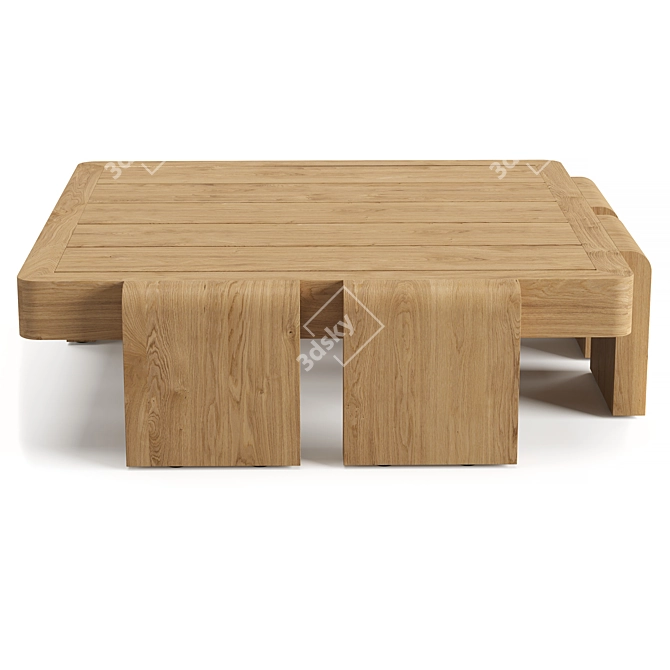 Modern Vigo Teak Corner Table 3D model image 2