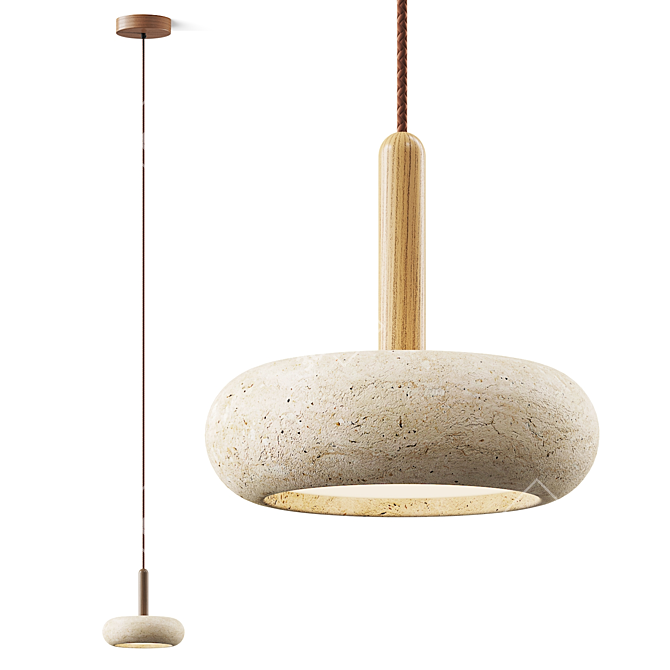 Stone Wood Chandelier with Rotating Elements 3D model image 1