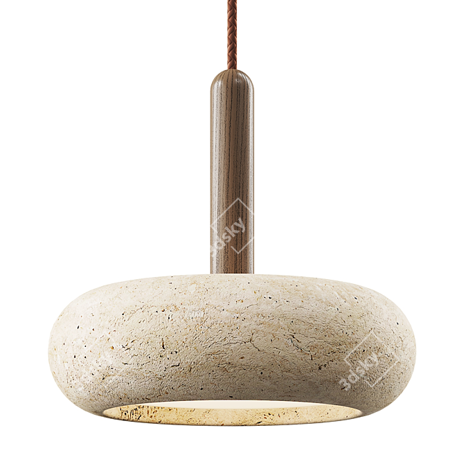 Stone Wood Chandelier with Rotating Elements 3D model image 2