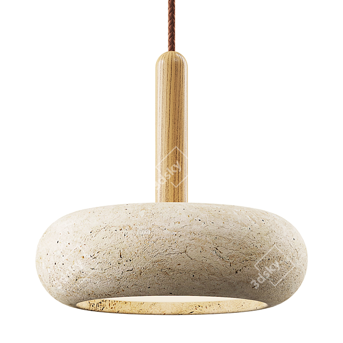 Stone Wood Chandelier with Rotating Elements 3D model image 3