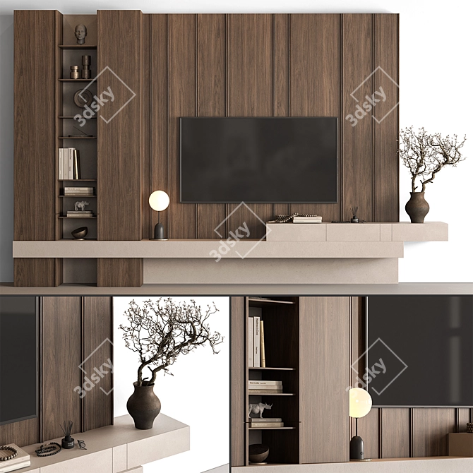 Sure! Here is the translated description: 

"ТВ Стенка Деревянная - Набор 170"

 3D model image 1