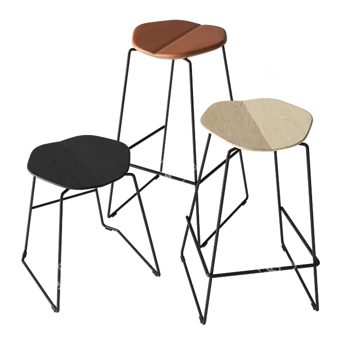 Modern Adjustable Height Bar Stool 3D model image 1