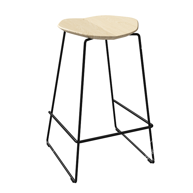 Modern Adjustable Height Bar Stool 3D model image 2