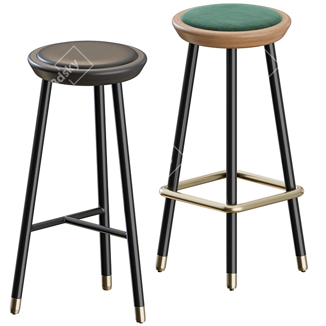 Modern Drop Stools Set by Topos Workshop 3D model image 2