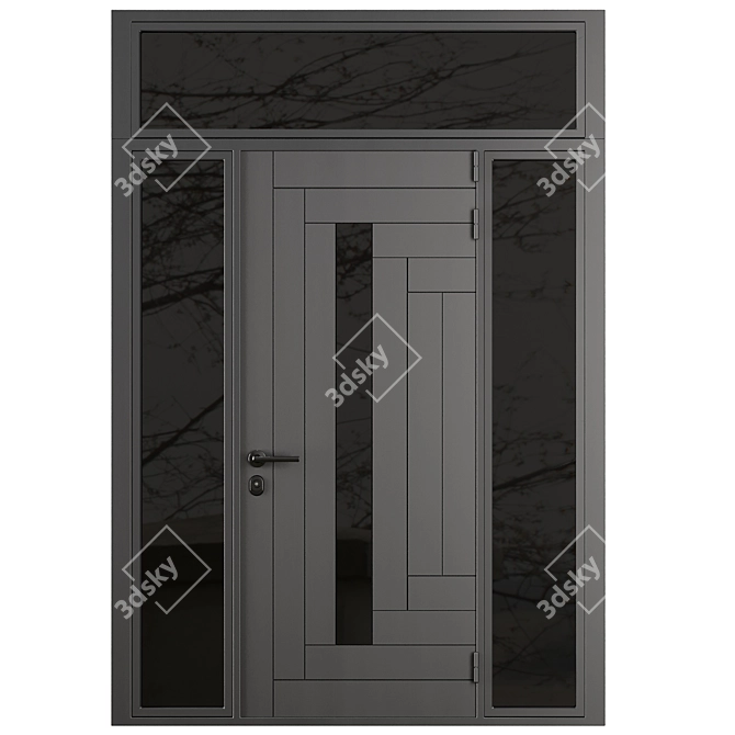 Modern Entry Door Set 80 3D model image 2