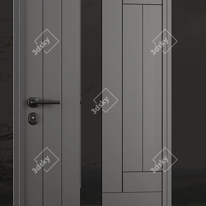 Modern Entry Door Set 80 3D model image 3