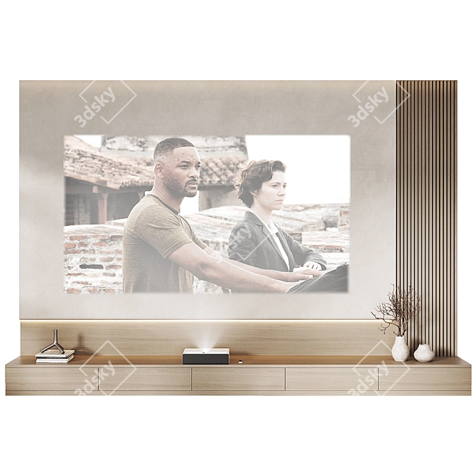 Modern TV Wall Set 04 3D model image 2