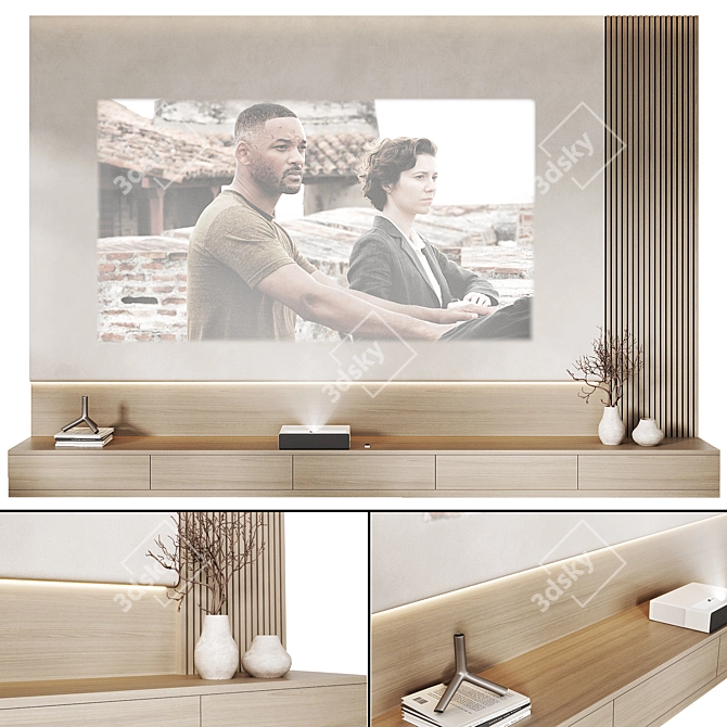 Modern TV Wall Set 04 3D model image 3