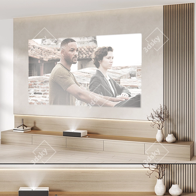 Modern TV Wall Set 04 3D model image 6