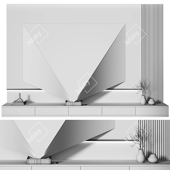 Modern TV Wall Set 04 3D model image 7