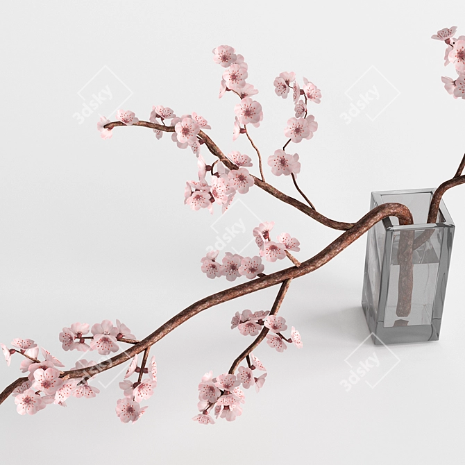 Sakura Blossom Branch Vase Decor 3D model image 4