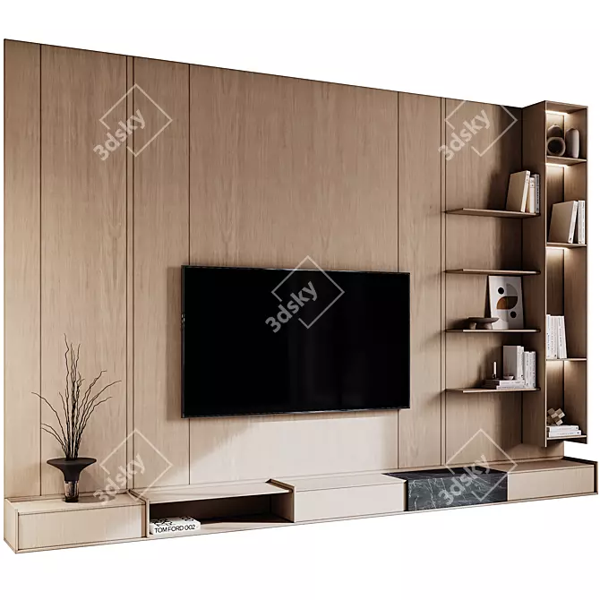 Modern TV Wall 09 Design 3D model image 1