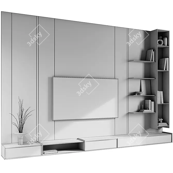 Modern TV Wall 09 Design 3D model image 5