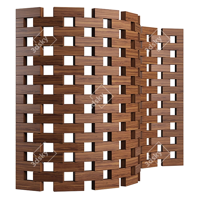 Zen Wood Screen Divider 3D model image 1