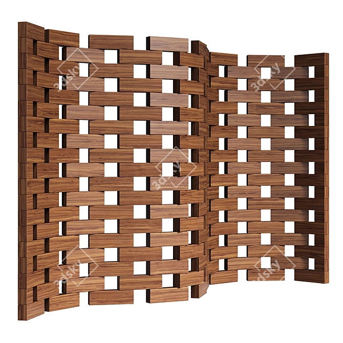 Zen Wood Screen Divider 3D model image 4