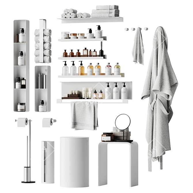 Chic Bathroom Decor Set 3D model image 1