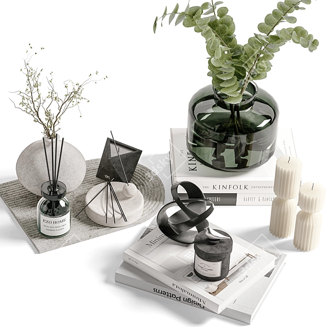 Modern Decor Set with Plants 3D model image 2