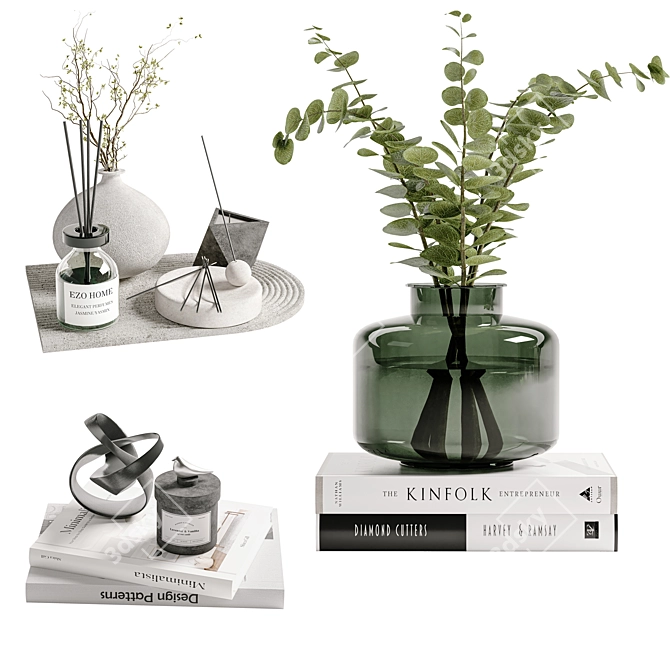 Modern Decor Set with Plants 3D model image 3