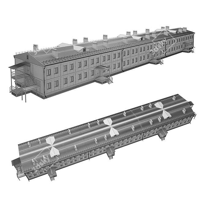 Dual-Story Modular Dorm Construction 3D model image 2