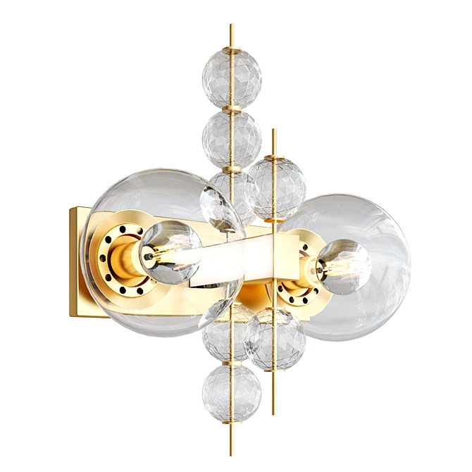  Brass & Glass Sconce Light 3D model image 1