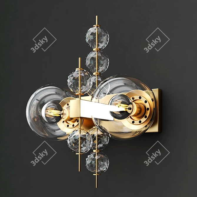  Brass & Glass Sconce Light 3D model image 2