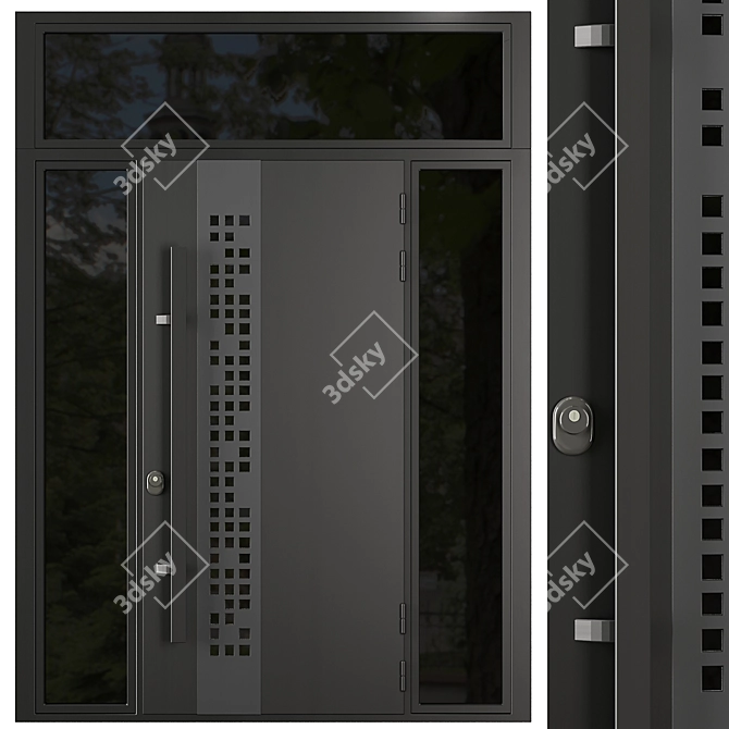 Modern Entrance Door Set 81 3D model image 2