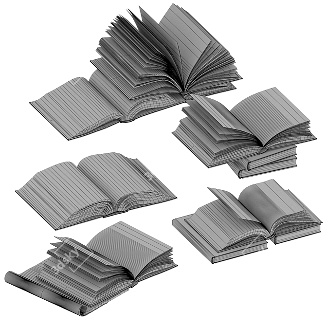  Unveiled Books Collection 3D model image 5