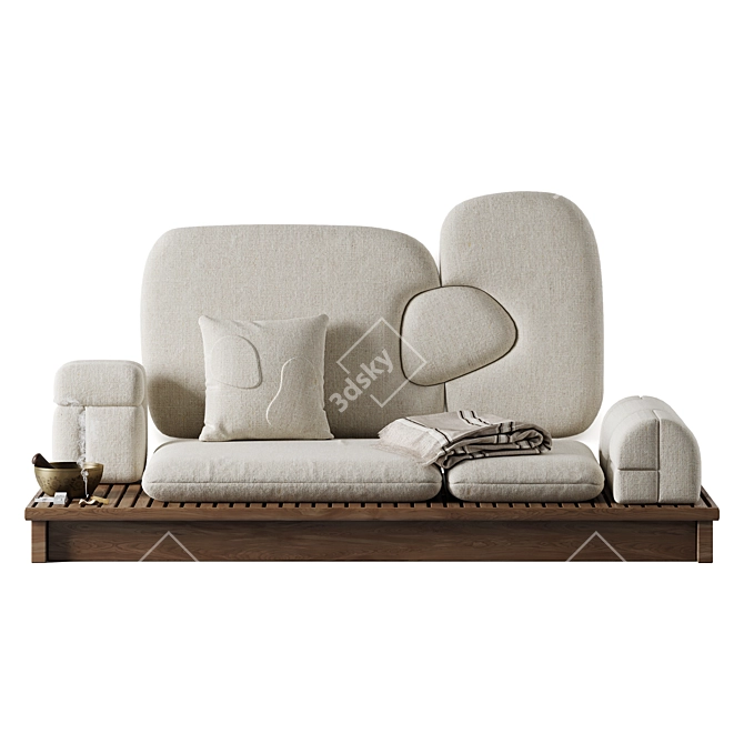 Sheep Headboard Sofa with Pillows 3D model image 5