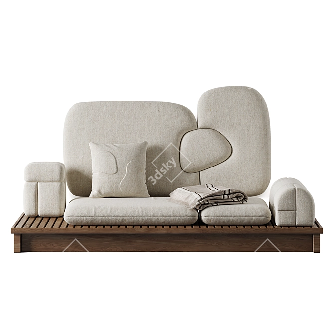 Sheep Headboard Sofa with Pillows 3D model image 10