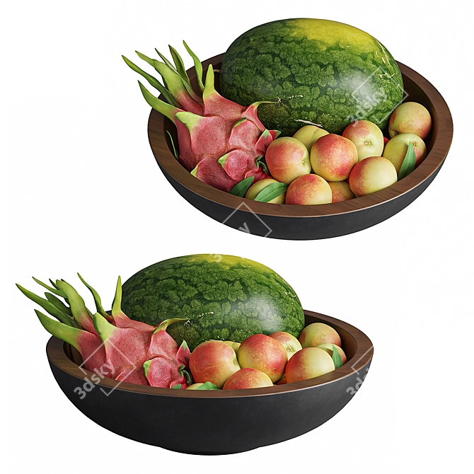  Rustic Wooden Fruit Bowl 3D model image 1