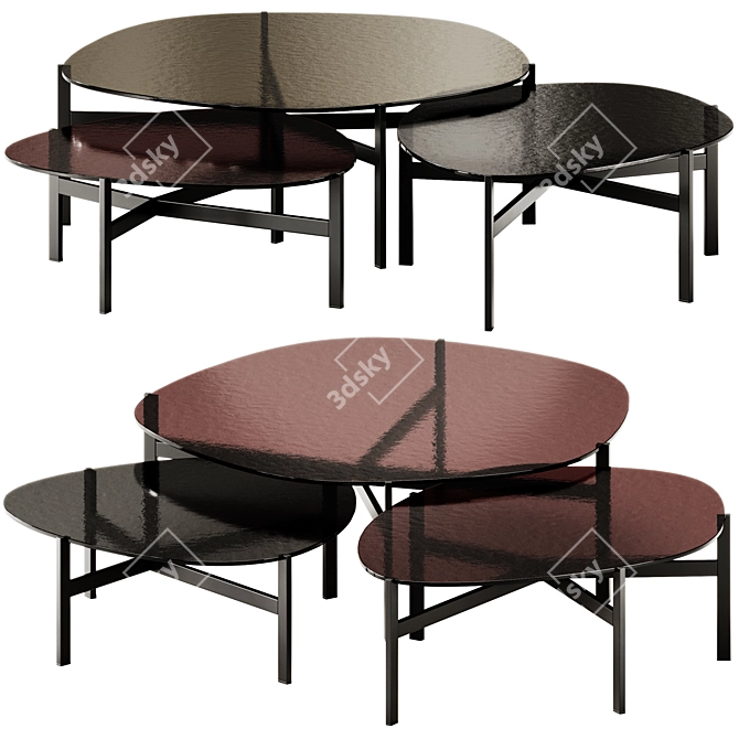Contemporary Flac Glass Coffee Tables 3D model image 1