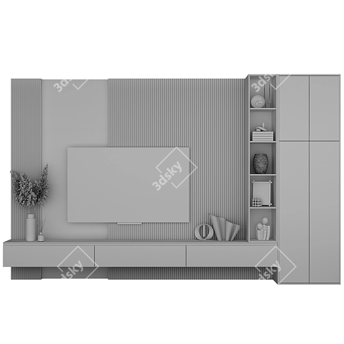 Modern TV Wall Unit with Editable Modules 3D model image 5