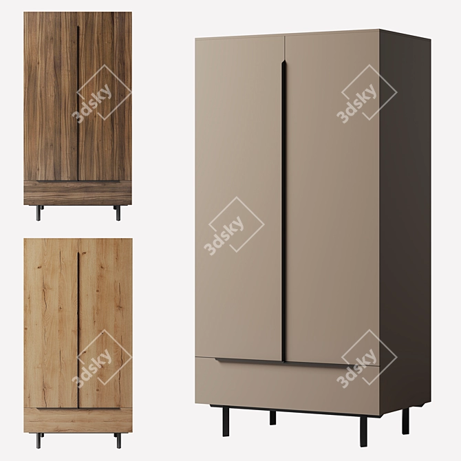 Damien Double Wardrobe Natural Oak 3D model image 1