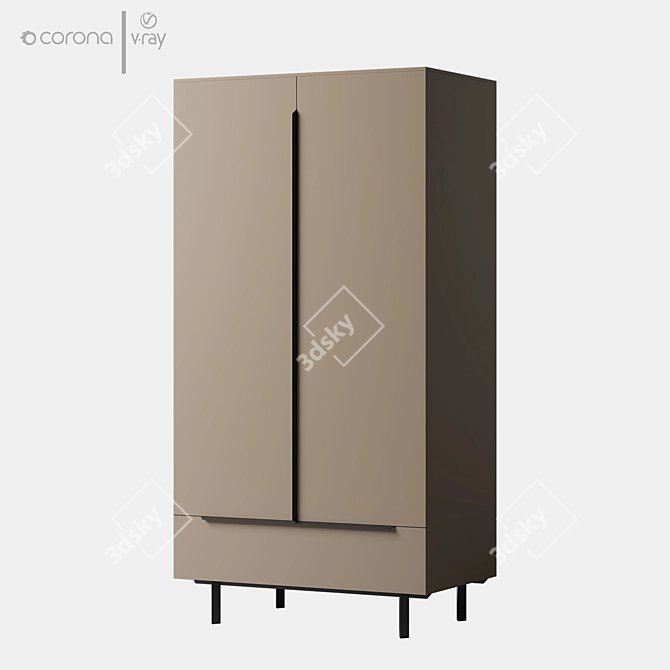 Damien Double Wardrobe Natural Oak 3D model image 5