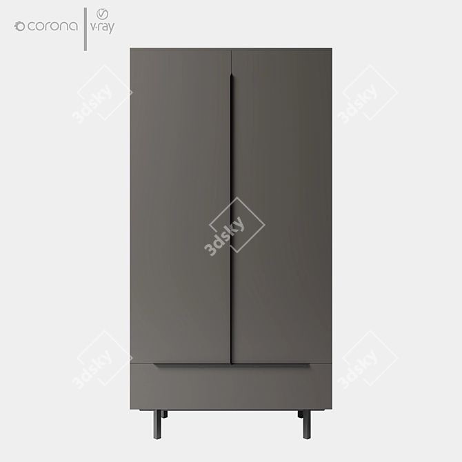 Damien Double Wardrobe Natural Oak 3D model image 6