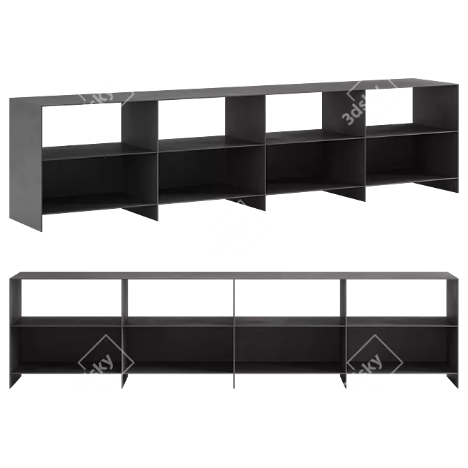 Industrial Steel Bookshelf 3D model image 1