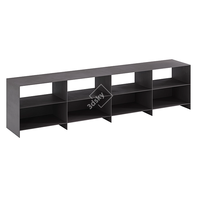 Industrial Steel Bookshelf 3D model image 3