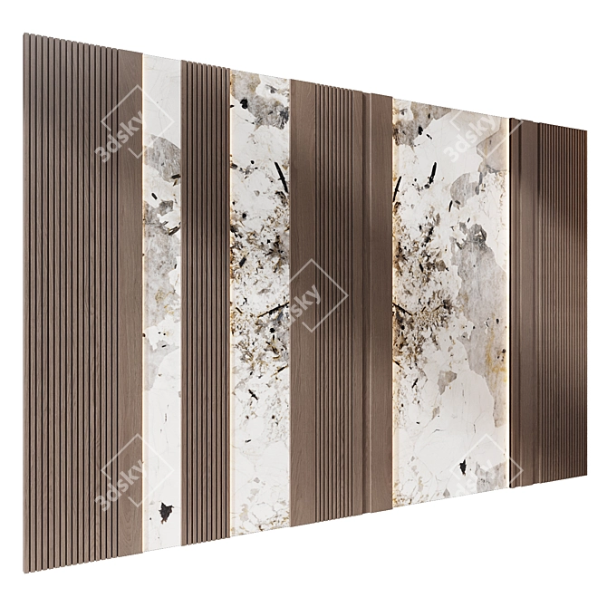 Marble Wood Wall Panel Set 3D model image 1