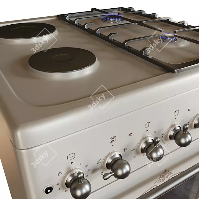 Retro Style ilMonte Gas Electric Range 3D model image 10